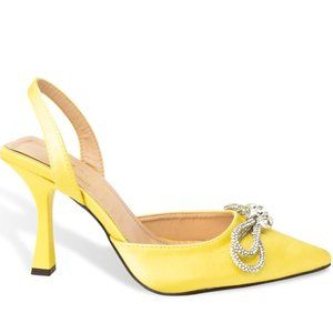 Women’s Rhinestone Bow Slingback Pointed Toe Heel Pumps
